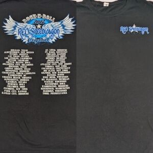 REO Speedwagon 2012 Vintage Concert Merch Black Tee Tour Locations Back Large
